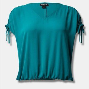 NWT - Torrid - Size 3 - Georgette Dolman Shirring Tie Detail Crop Blouse